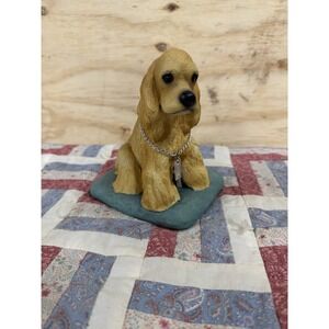 lifelike figurine of a blonde or buff-colored Cocker Spaniel My dog Hand Painted